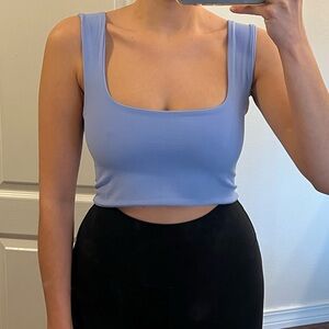 Free People Movement Blue Sleeveless Crop Top